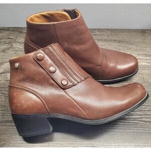 Ariat Spat Boots Womens 8B Brown Leather Ankle Riding Boots Snap Closure EUC